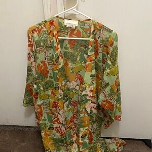 Anthropologie Colorful Floral Kimono